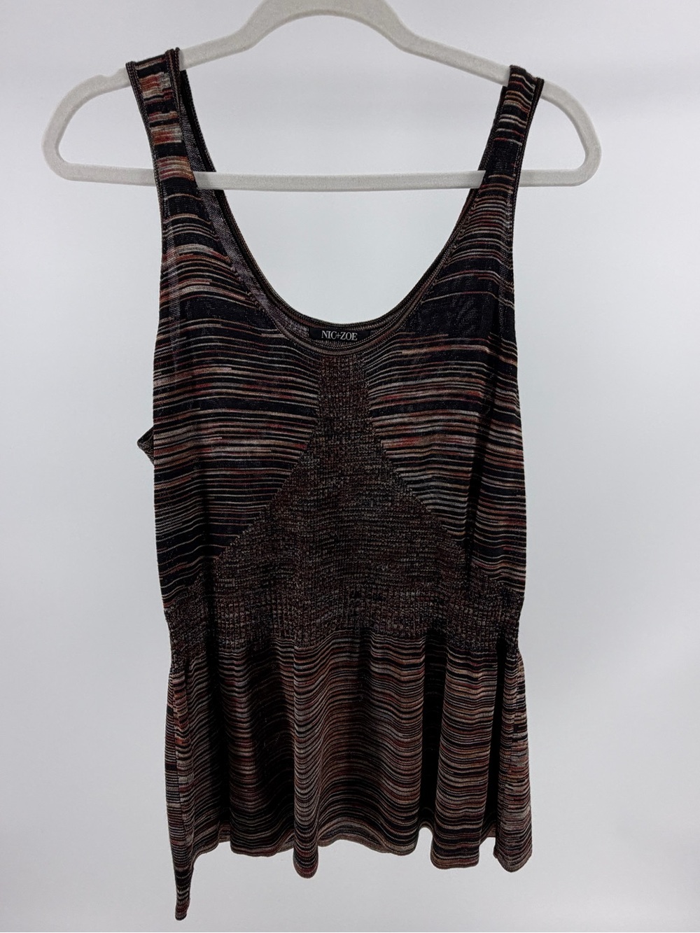 NIC+ZOE Silk Blend Marled Brown Black Knit Sleeveless Top, Women's XL